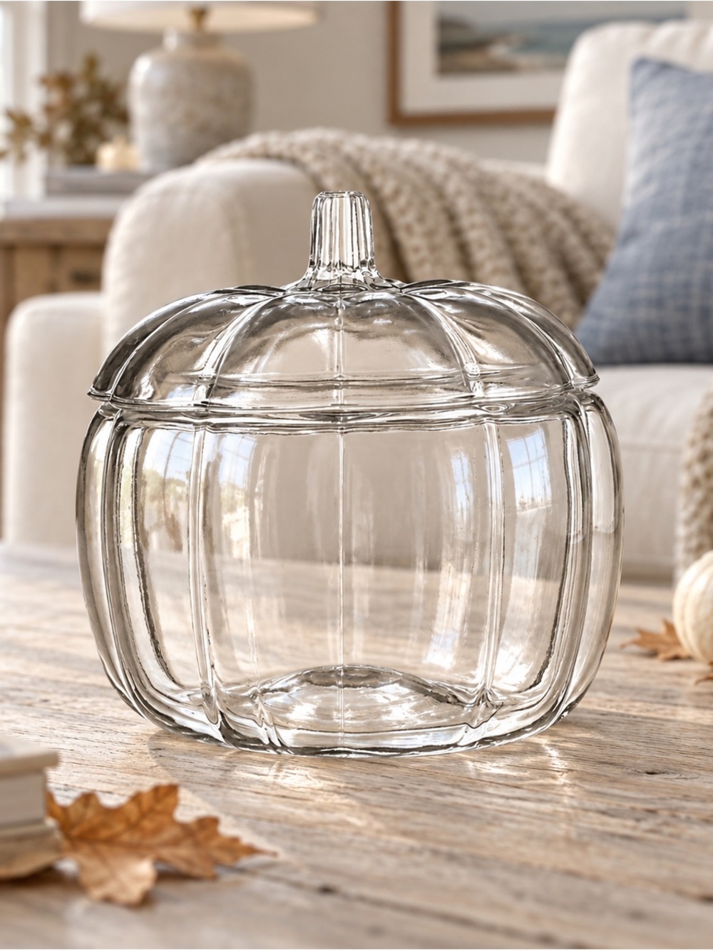 Fall Glass Pumpkin Candy Dish with Lid Fall Decor Halloween Decor